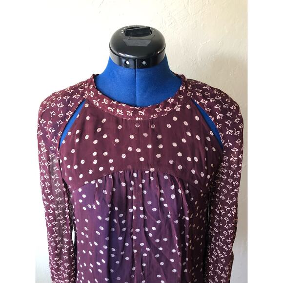 Isabel Marant Maroon Shoulder Slits Crew Neck Blouse - Picture 1 of 8